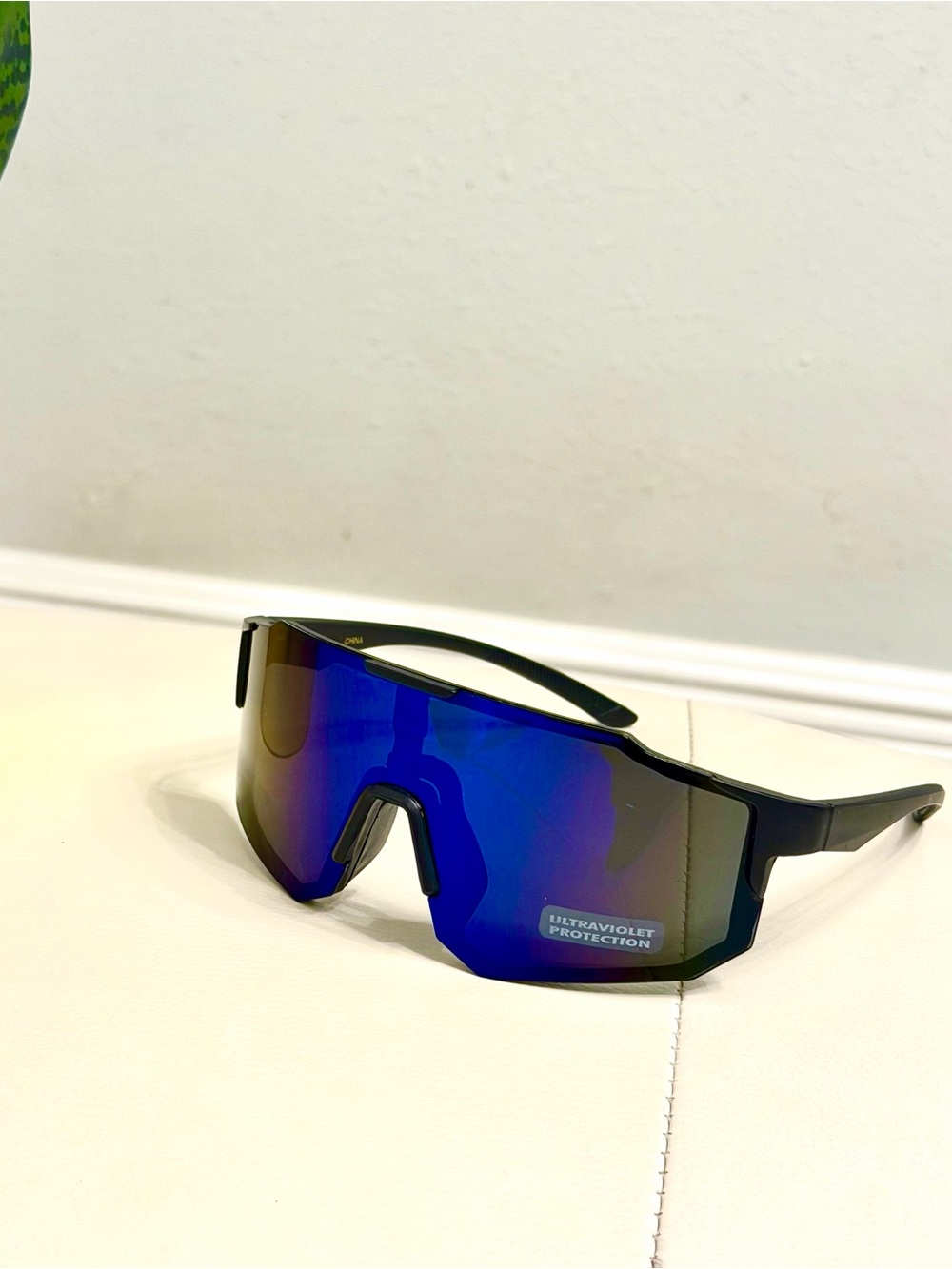Men's Sport Shield Sunglasses - Blue Lens